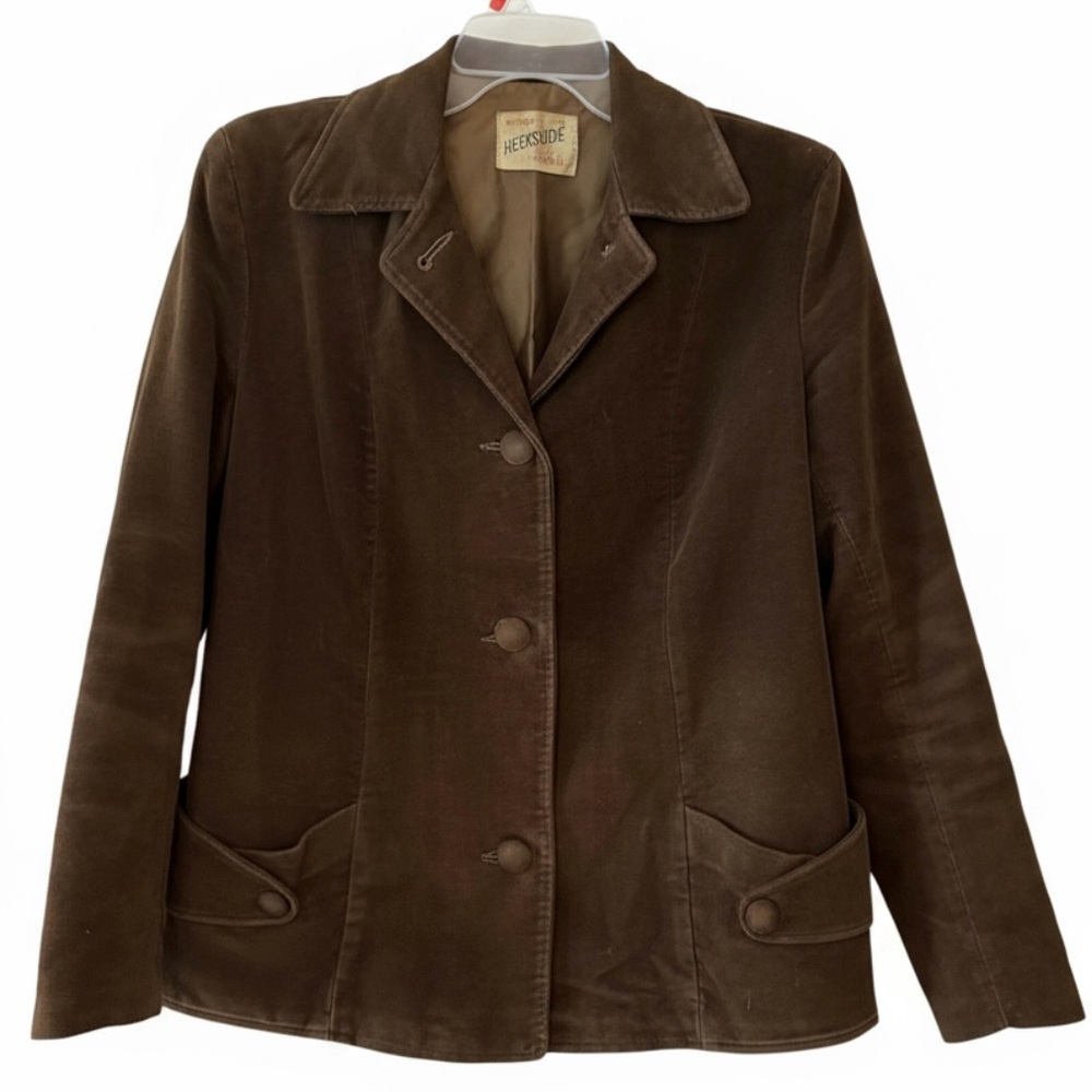 Vintage Genuine Heeksuede Brown Blazer Jacket XS Small Mid Century MCM 1960s